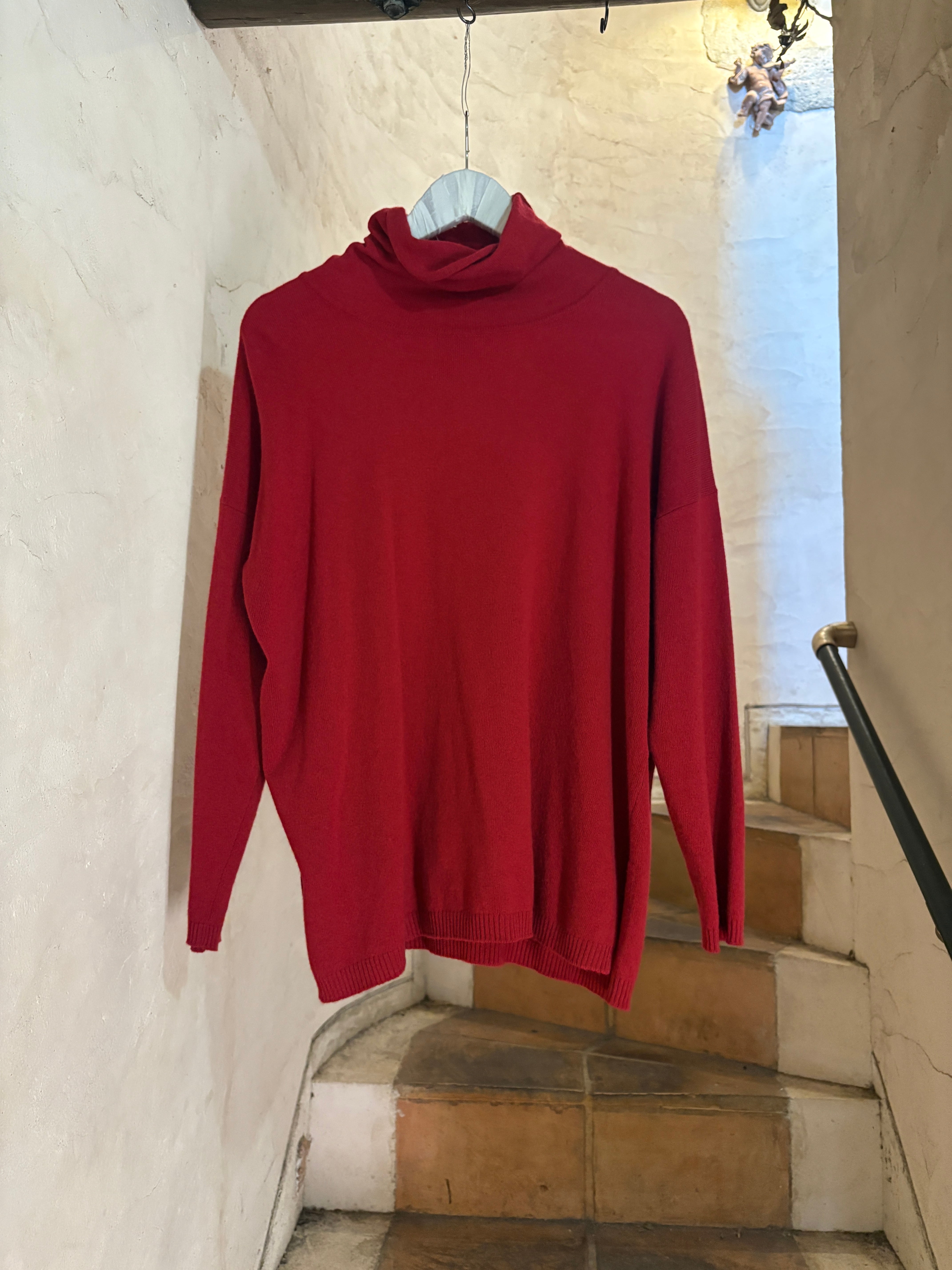 maison de soil | PLAIN STITCH DROP/S POLONECK-red