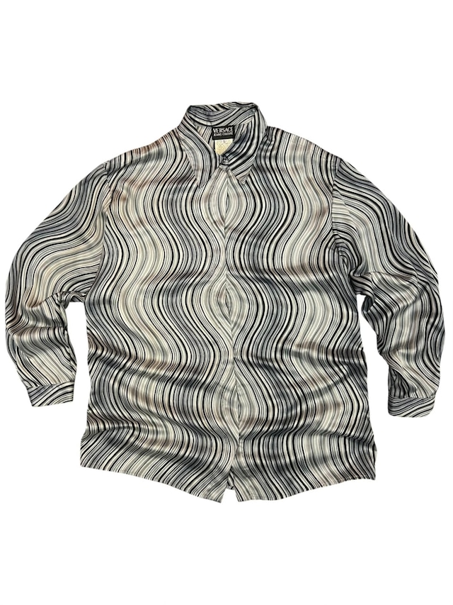 ［90s~］VERSACE JEANS COUTURE Wavy Stripe L/S shirt made in ITALY L