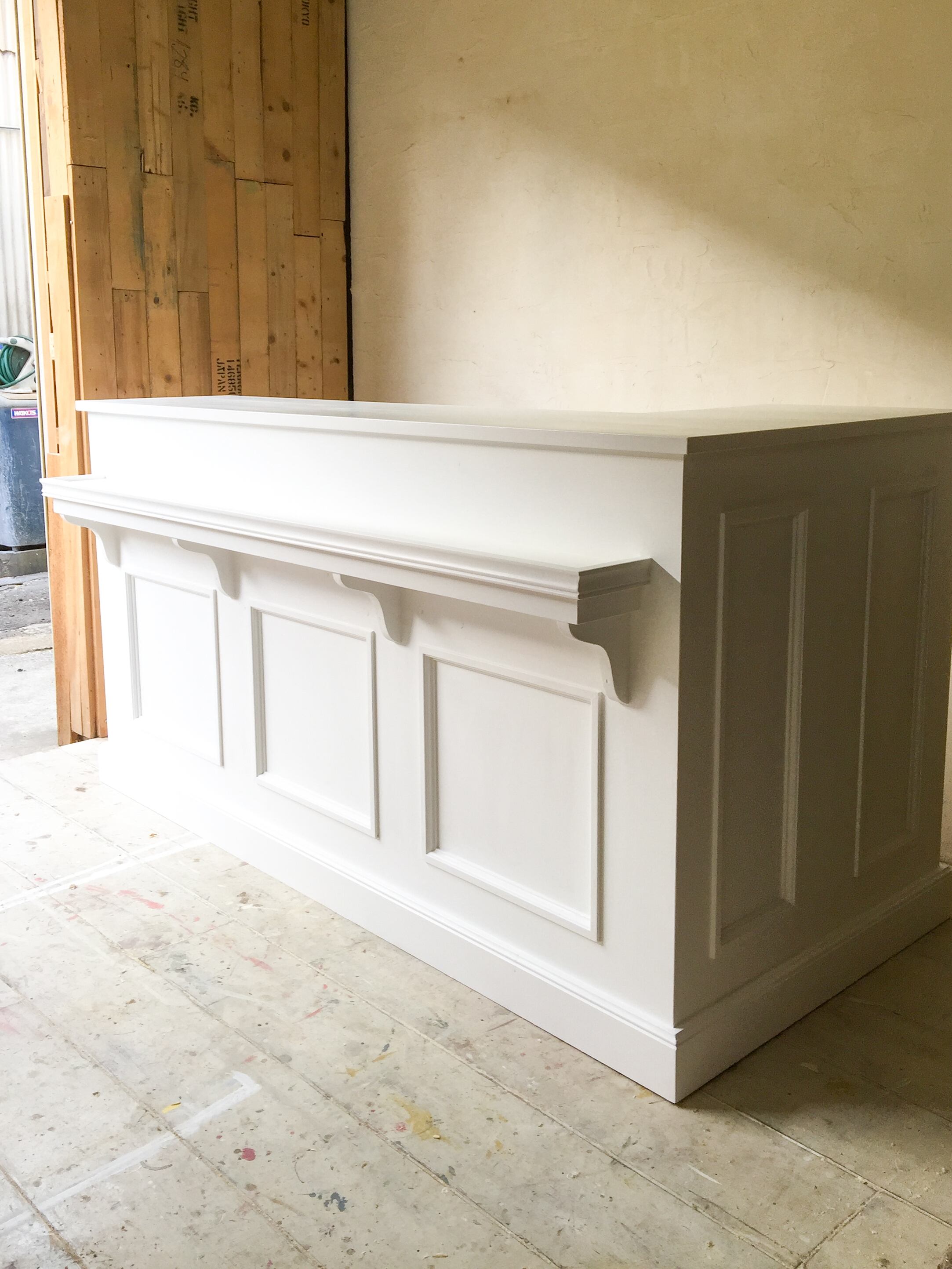 美容室向けL字カウンター08 (荷物棚付き・目隠しL字型レジカウンター)W1800✕D950