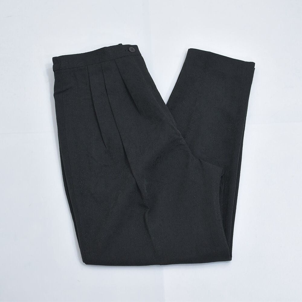 80~90s 日本製 L.chablis ペイズリー ジャガード デザイン タックスラックス ジャパンヴィンテージ ワイドテーパー ビンテージ 国産古着 レディースW72~cm