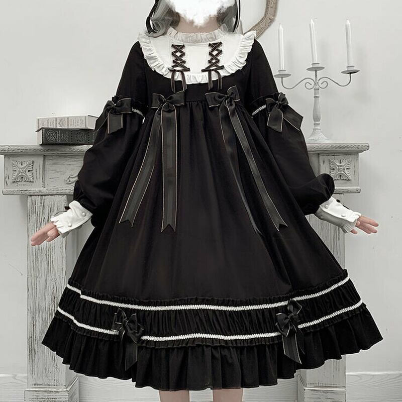SEASONZ ゴスロリ レトロ ロリータ ワンピ 編み上げ フリル 病み可愛い