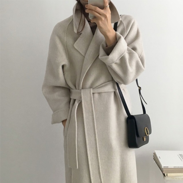 シンプル ガウンコート  ベルト オーバーシルエット★３色