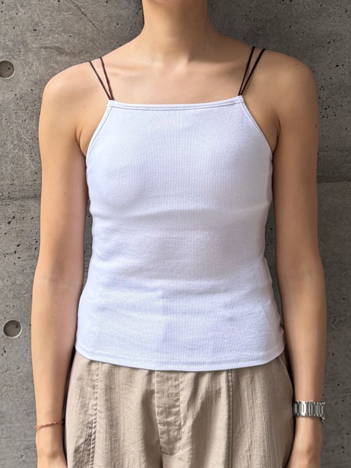 BICOLOR STRAP RIBBED KNIT CAMI (バイカラーストラップリブニットキャミ)【1126304】select by Bab