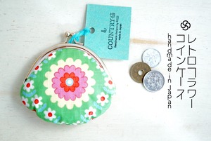 retro flowers gamaguchi coin case handmade ●手作りレトロフラワーがま口コインケースミニポーチハンドメイド