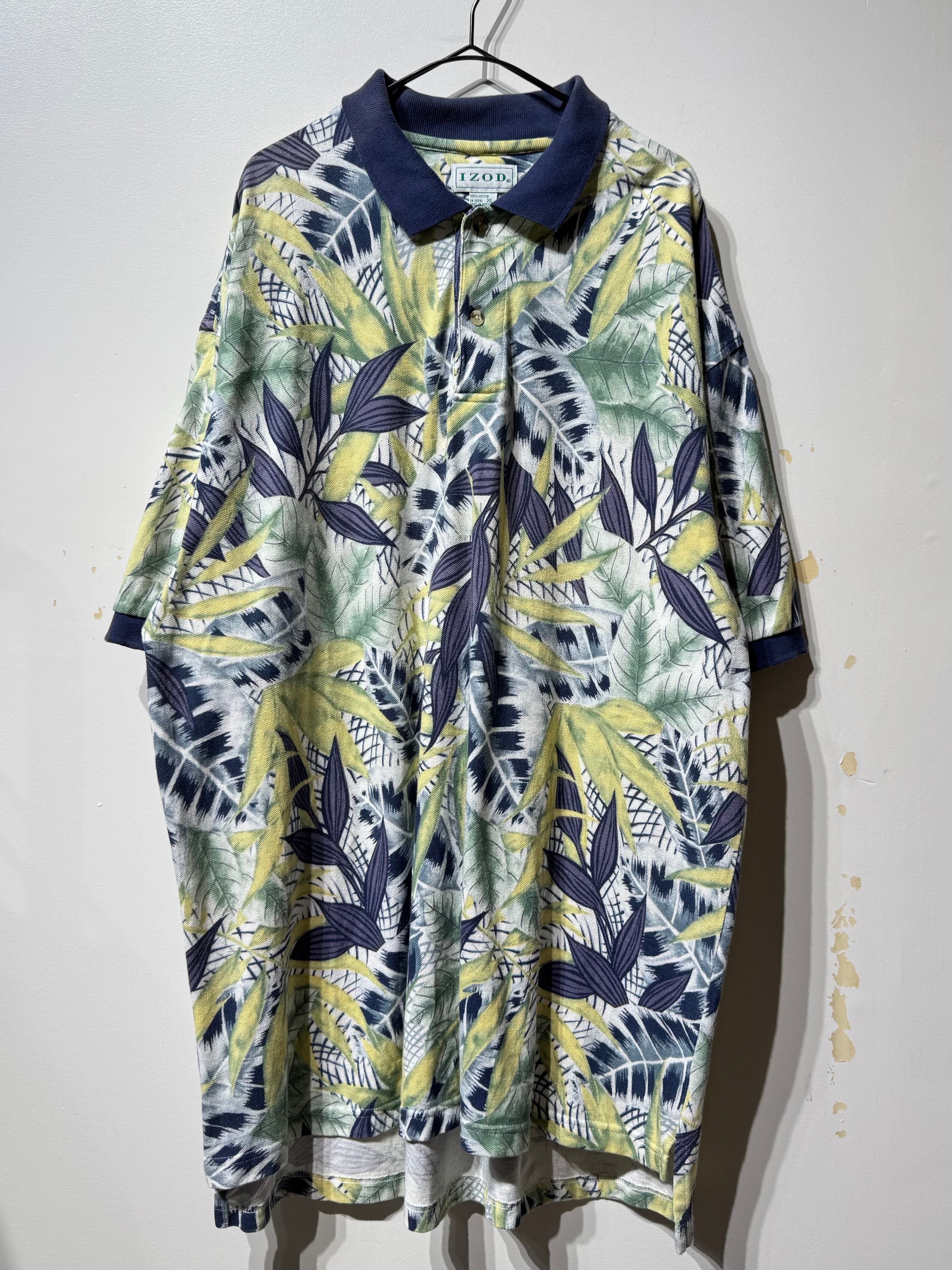 (SH1400)Tropical pattern polo shirt