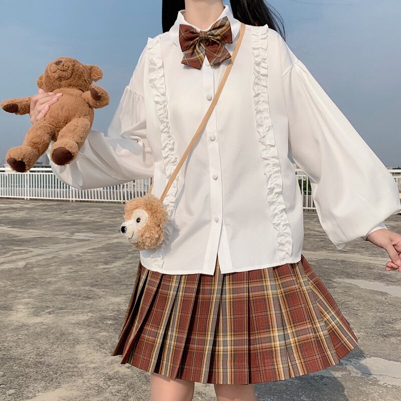 シャツ カラールーズスプリングブラウス ロング ランタンスリーブ 大人ガーリー スウィート キュート カジュアル 春物 萌量不足66649824129