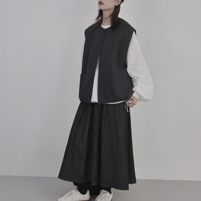 Front button fastening single-breasted quilted vest【2color】 C0906