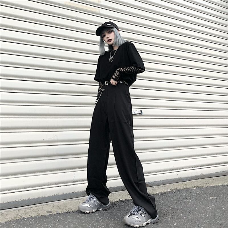 ワイドレッグパンツ レディース夏服韓国ファッショントレンド