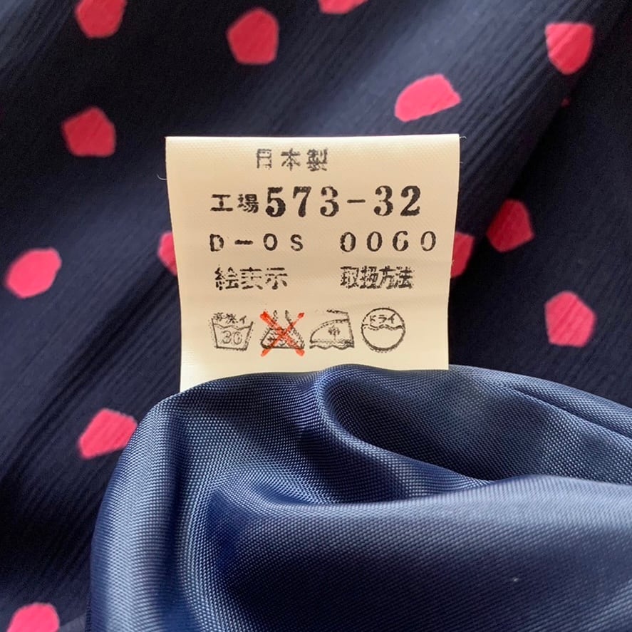 ネイビー×ピンクドット柄ワンピース | コルビジェ