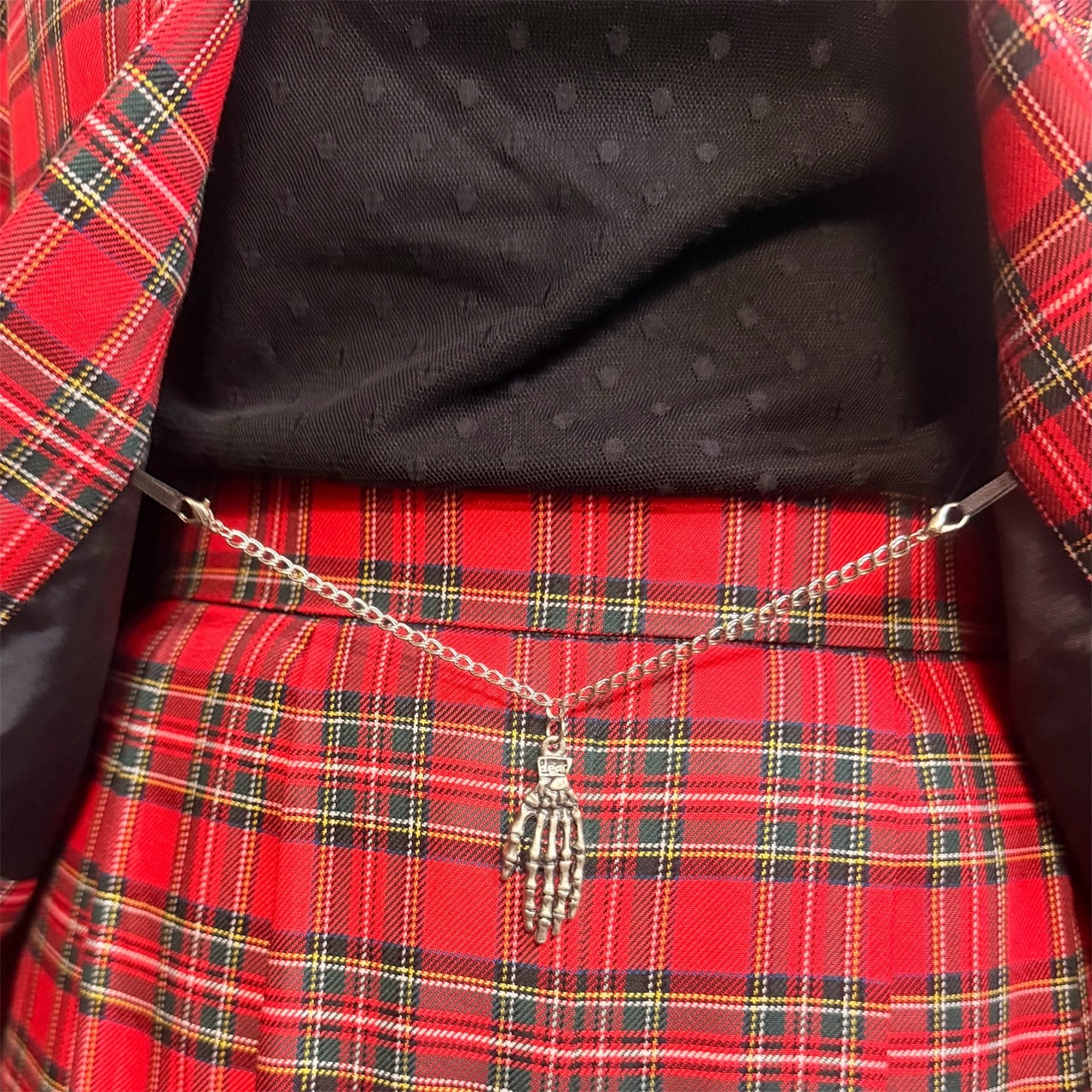 ライン入りチェック羽織りジャケット