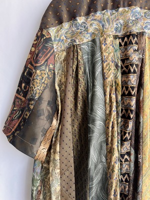 【KOH ISHIGURO】"再構築" REMAKE vintage tie striped patchwork short sleeve shirt