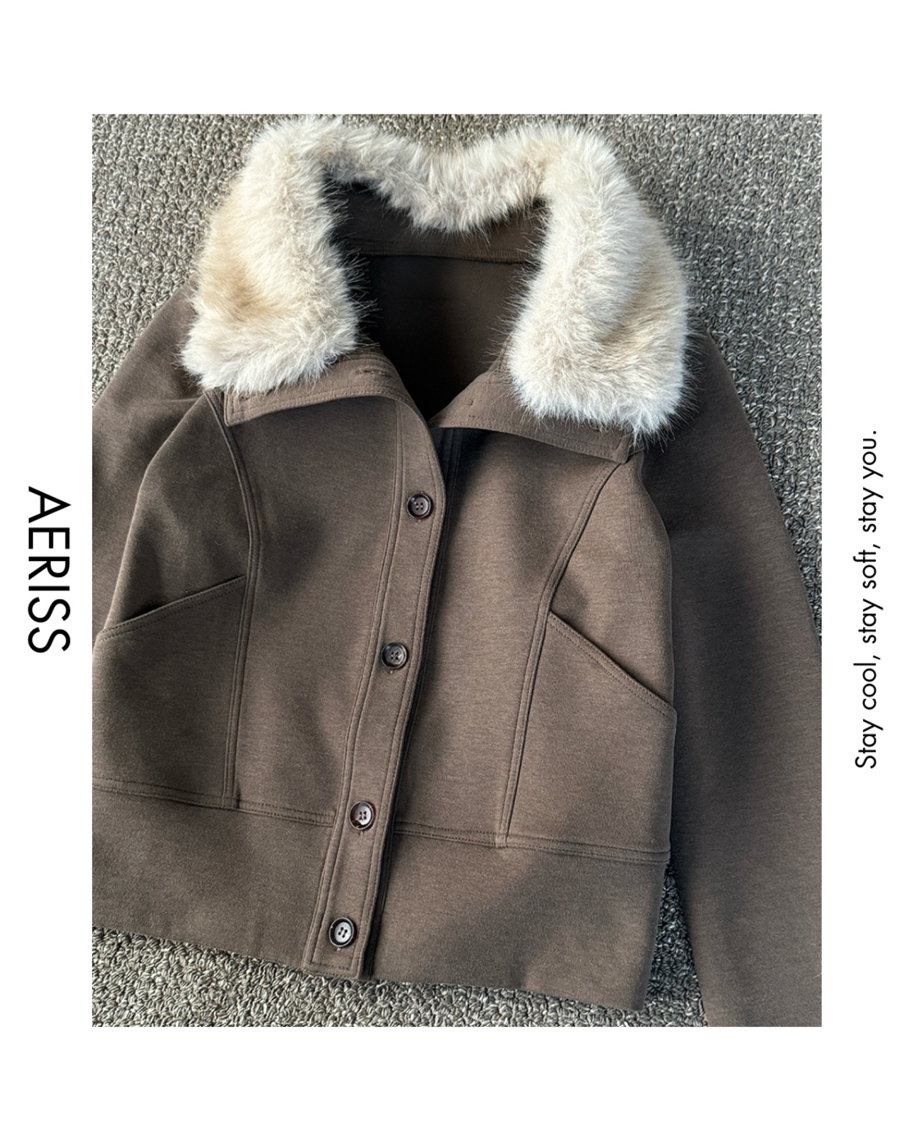 ハイネックフェイクファーニットジャケット A0735 - 11