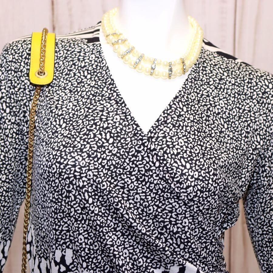 レジーナロマンティコ 総柄ラップワンピース L 七分袖 サープリスネック レジーナロマンティコ 総柄ラップワンピース L 七分袖