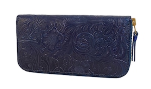 RE.ACT Flower Indigo Round Fastener Long Wallet