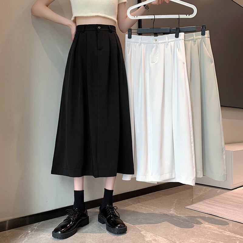 スカート Aラインサマーハイウェストブラックロング 夏物 試着室87856992419