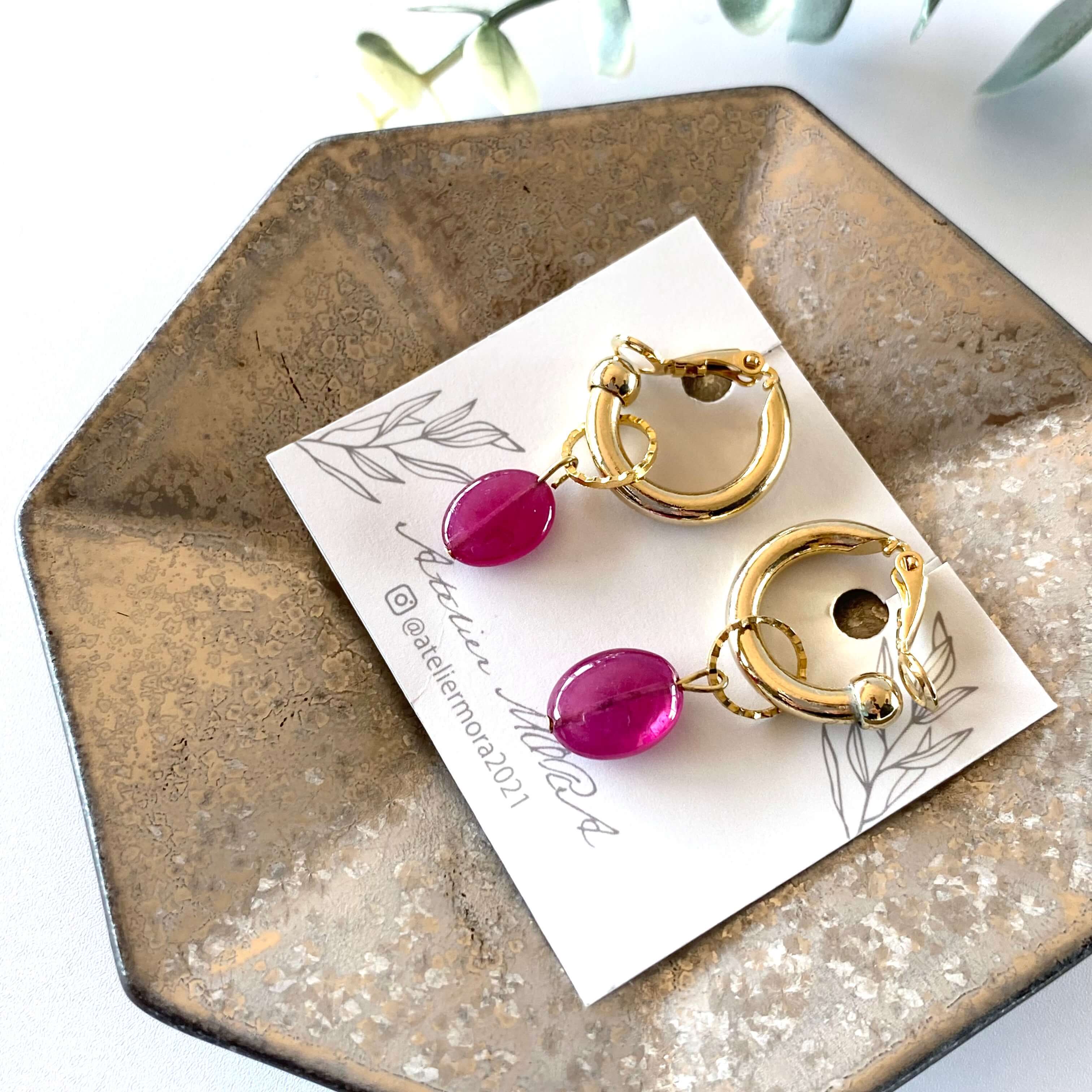 7月誕生石》ルビー つや色フープイヤリング・ピアス | Atelier MORA