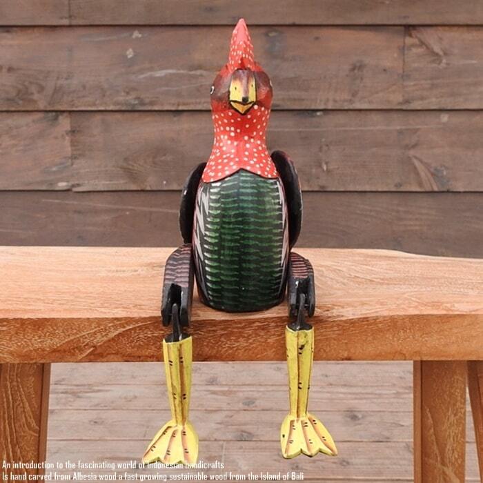 お座り ニワトリさん [2] Mサイズ 手足が動かせる木彫りの動物