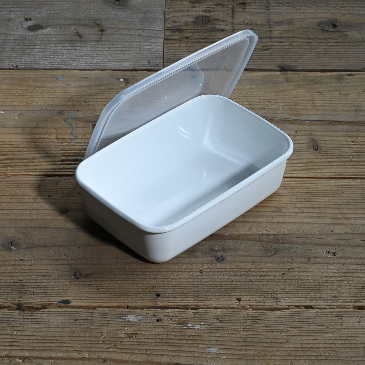 琺瑯の保存容器（蓋付）/白》レクタングル深型 Lシール蓋付| 野田琺瑯