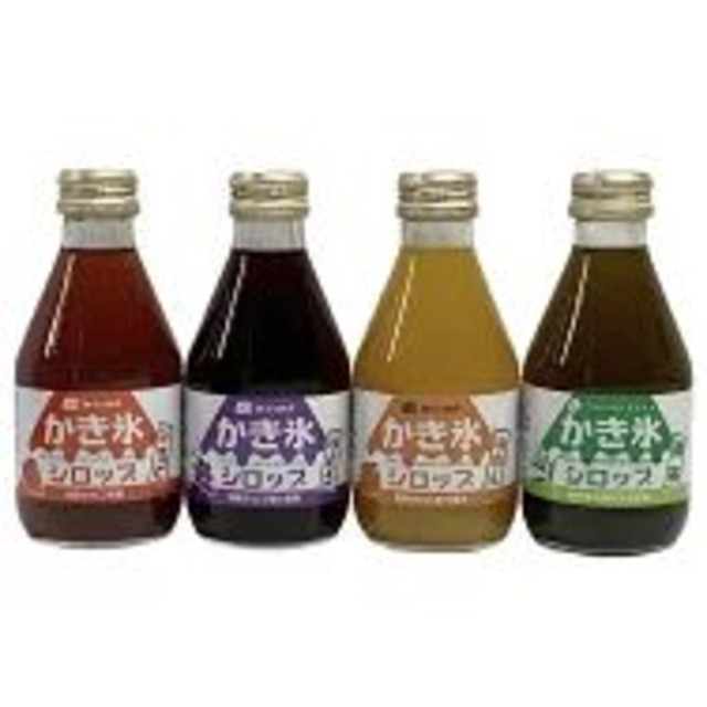 無添加 かき氷 シロップ 4種類セット いちご みかん ぶどう 緑茶 フルーツバスケット