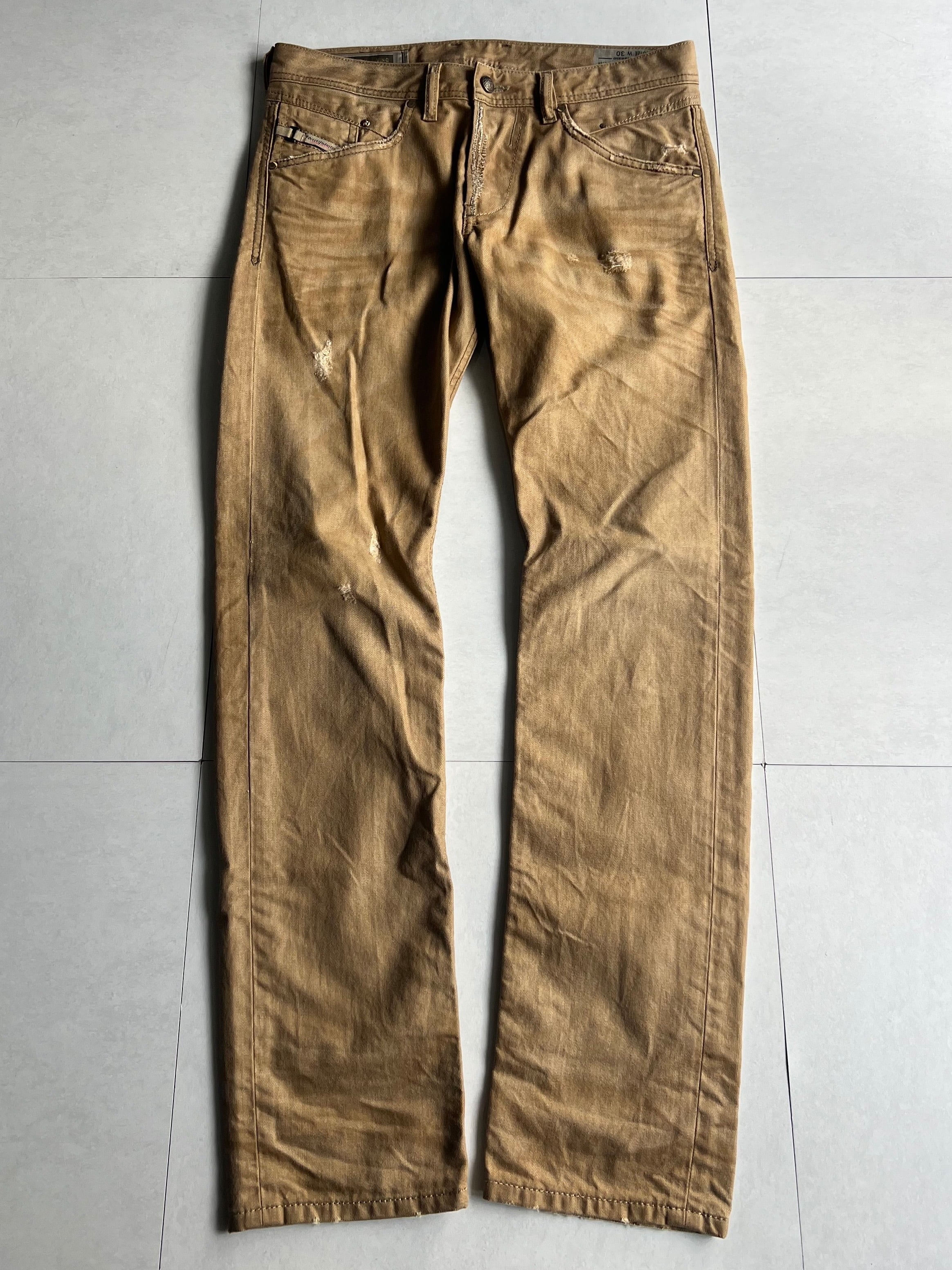 "DIESEL" Damaged Stitch Straight Denim