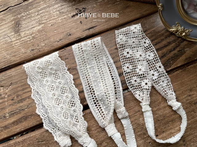 ※お洋服と同梱限定※【即納】<Hibyebebe>  3type 24summer lace hair band (cream)