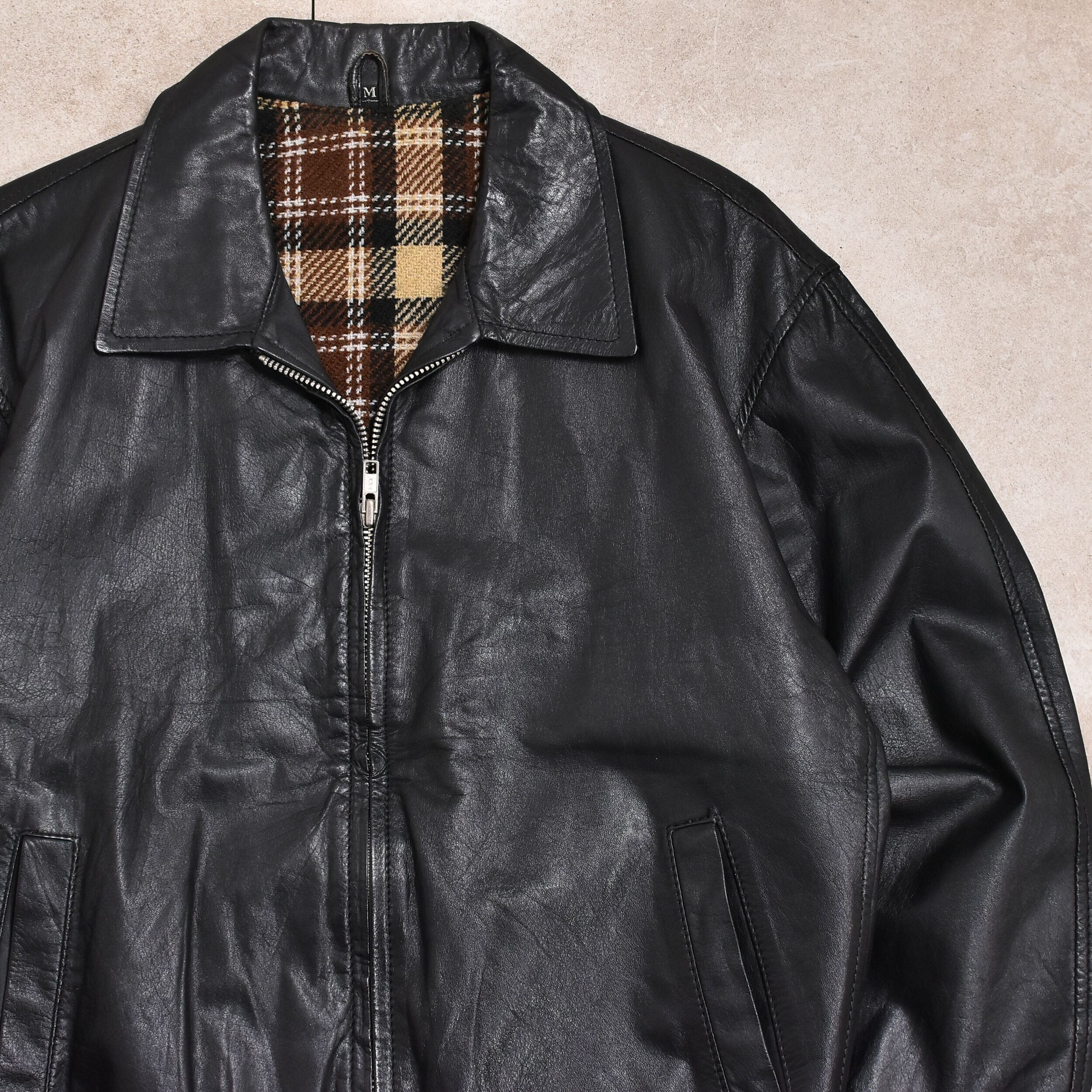 Vtg Black leather blouson