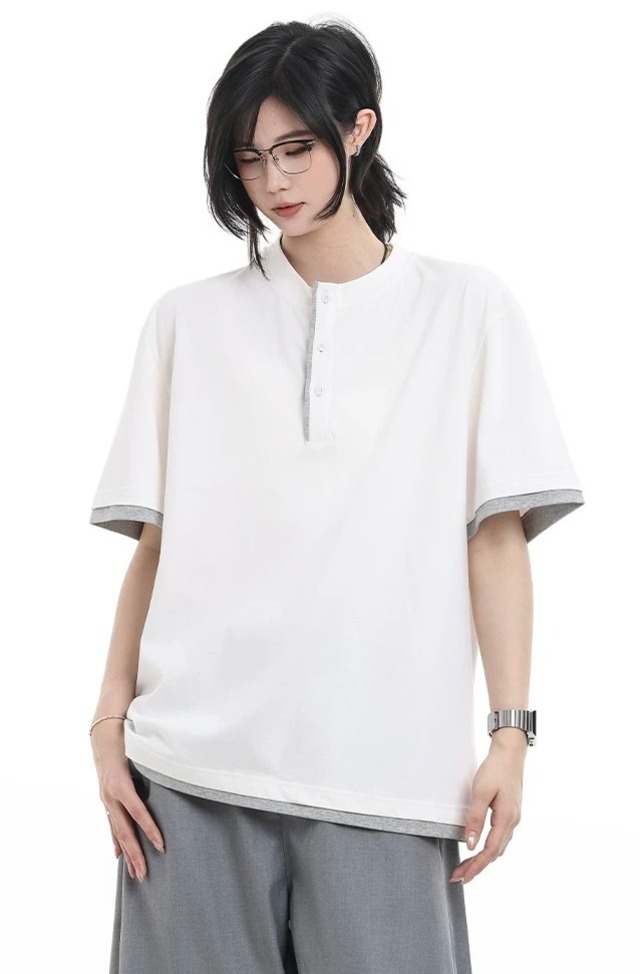 ヘンリーネックTシャツ / Henley Neck T-shirt