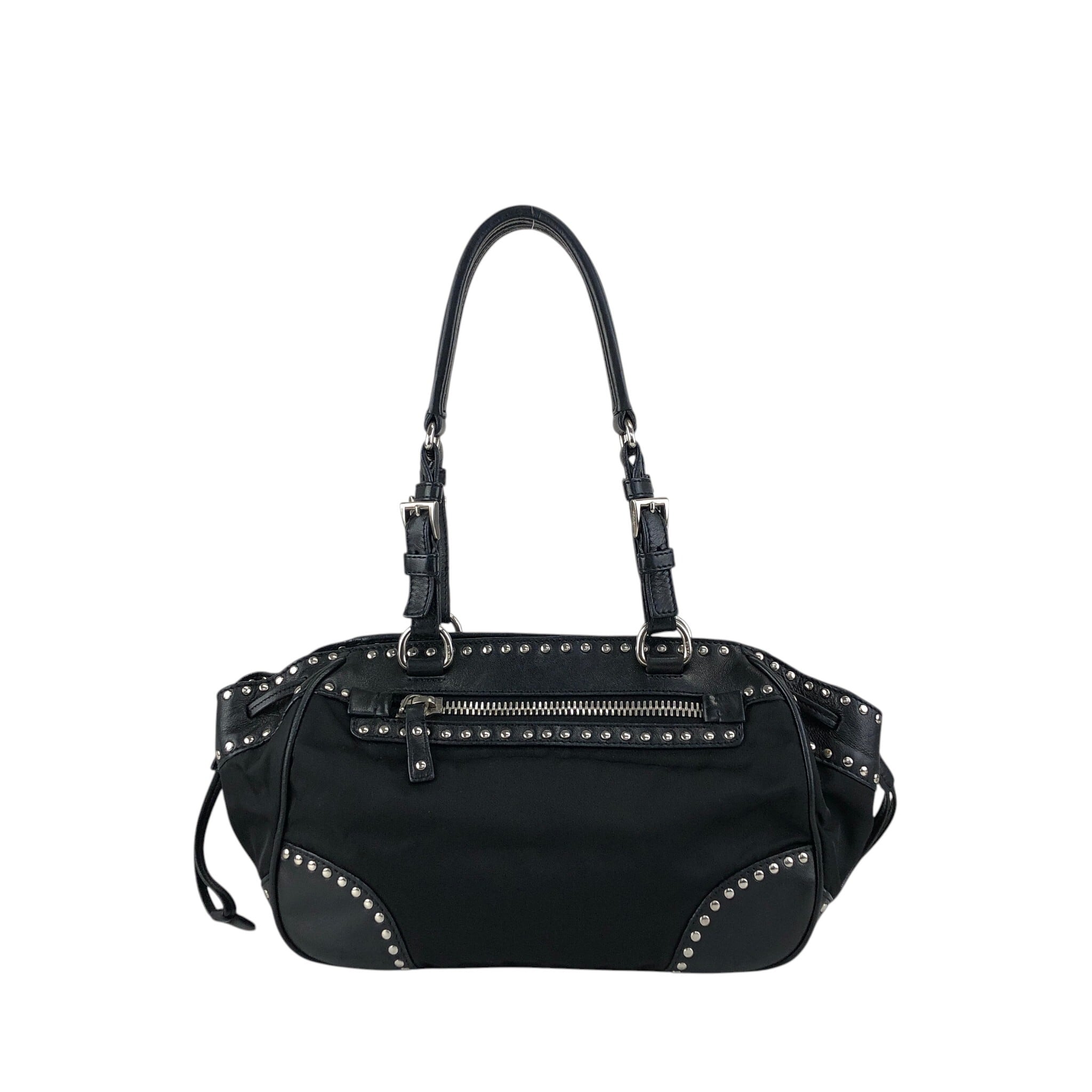 PRADA トートバッグ プラダ ハンドバッグ ブラック ヴィンテージ 黒 希少 PRADA プラダ トートバッグ ブラック スタッズ レザー vintage