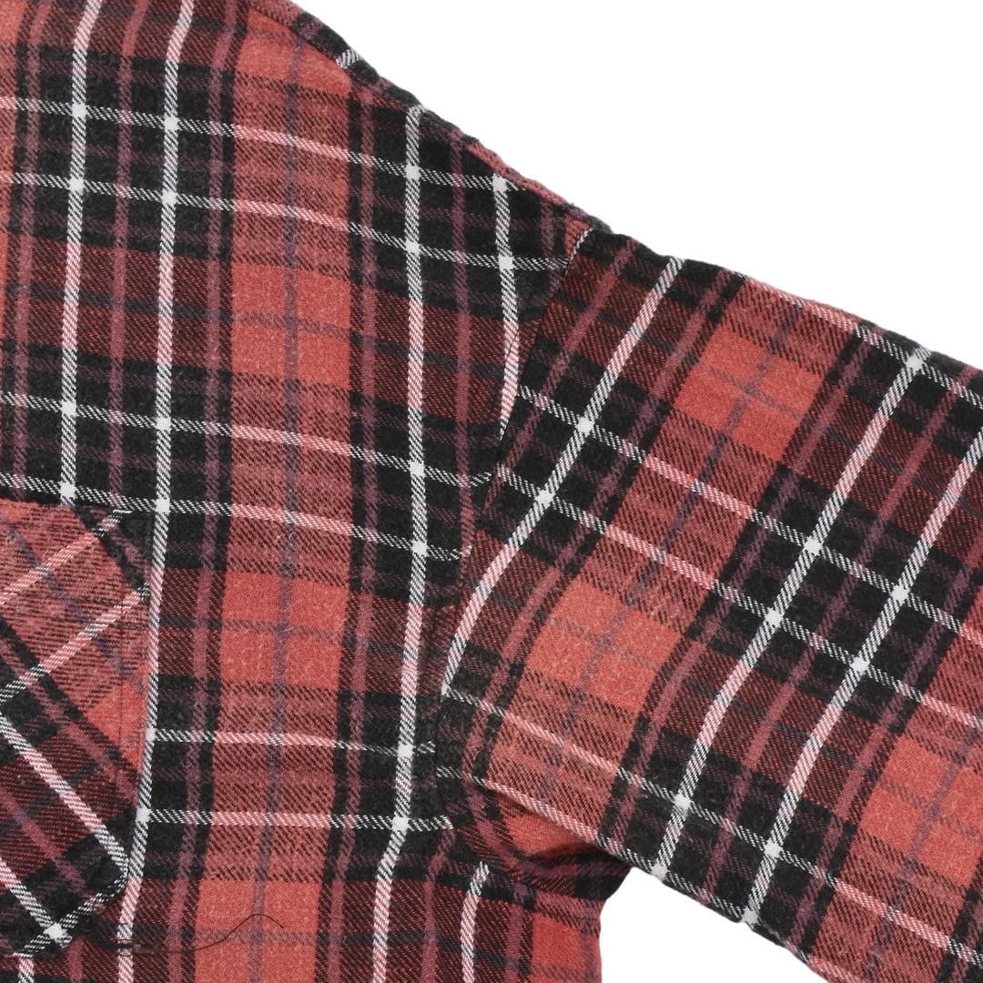 R13】L/S BOXY WORKSHIRT(RED/BLACK) | AYIN