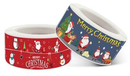 ロールシール4巻セット クリスマス ギフト用シール 角型 25mm