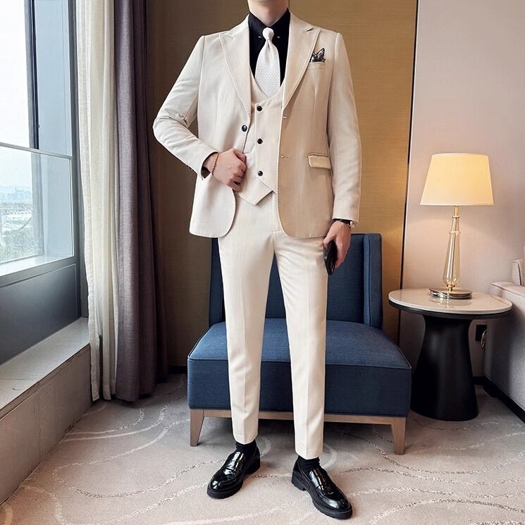 ラグジュアリーシャドーストライプシングルブレストジャケットスーツ