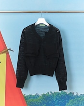 kotohayokozawa - TD V-NECK SHEER KNIT :Black|シアー/Vネック/デコレーション