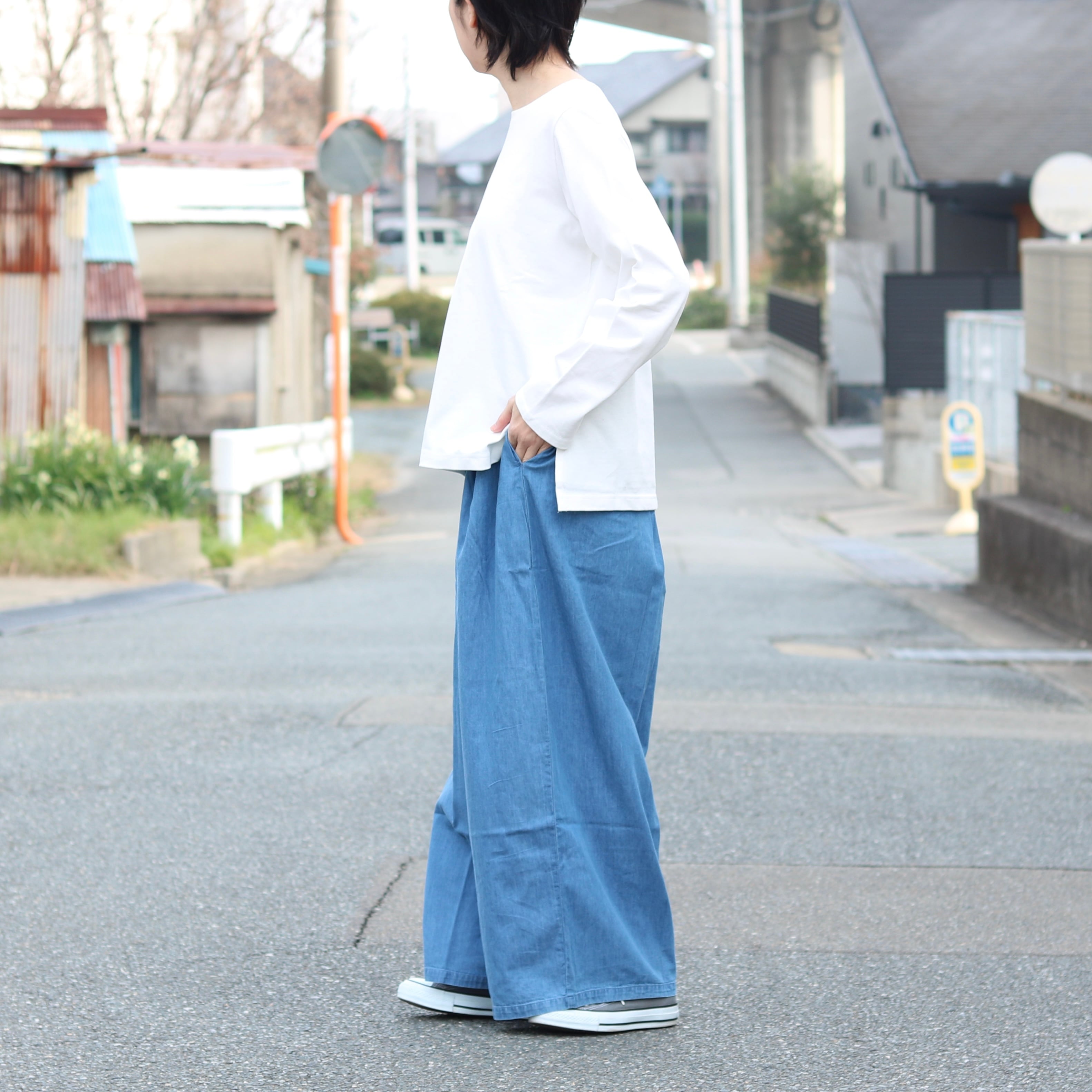 デニム タック ワイドパンツ | Zakka so-la