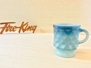 [Fire King] ダイヤモンドマグ "キンバリー" ブルー・ターコイズ ミルクガラス (識別No.24001)
