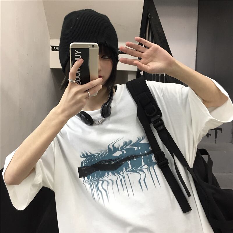 スタンダードプリントTシャツ スプリングサマーカジュアルルーズトップス レトロ 春物 夏物 ケッペル74410967502