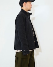 kujaku - Box Silhouette Wool Jacket :Black|二重織り/裏起毛“表使い”/バイオウォッシュ