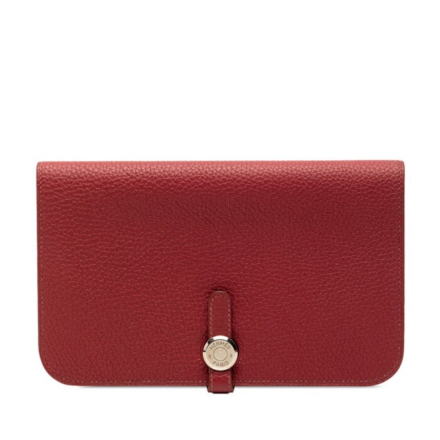 エルメス ドゴン 二つ折り 長財布 □R刻印 ルビー レッド系 トゴ レディース HERMES 【中古】