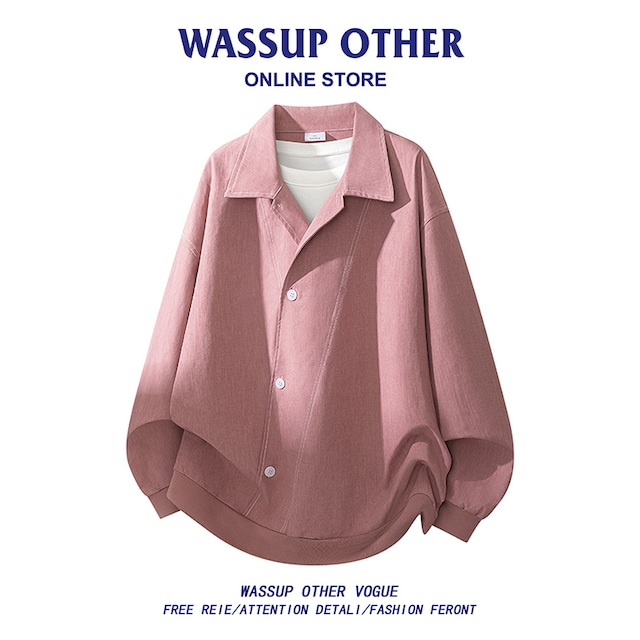 【WSシリーズ】★トップス★ ユニセックス 3color POLOシャツ 長袖 Vネック 黒 ピンク カジュアル