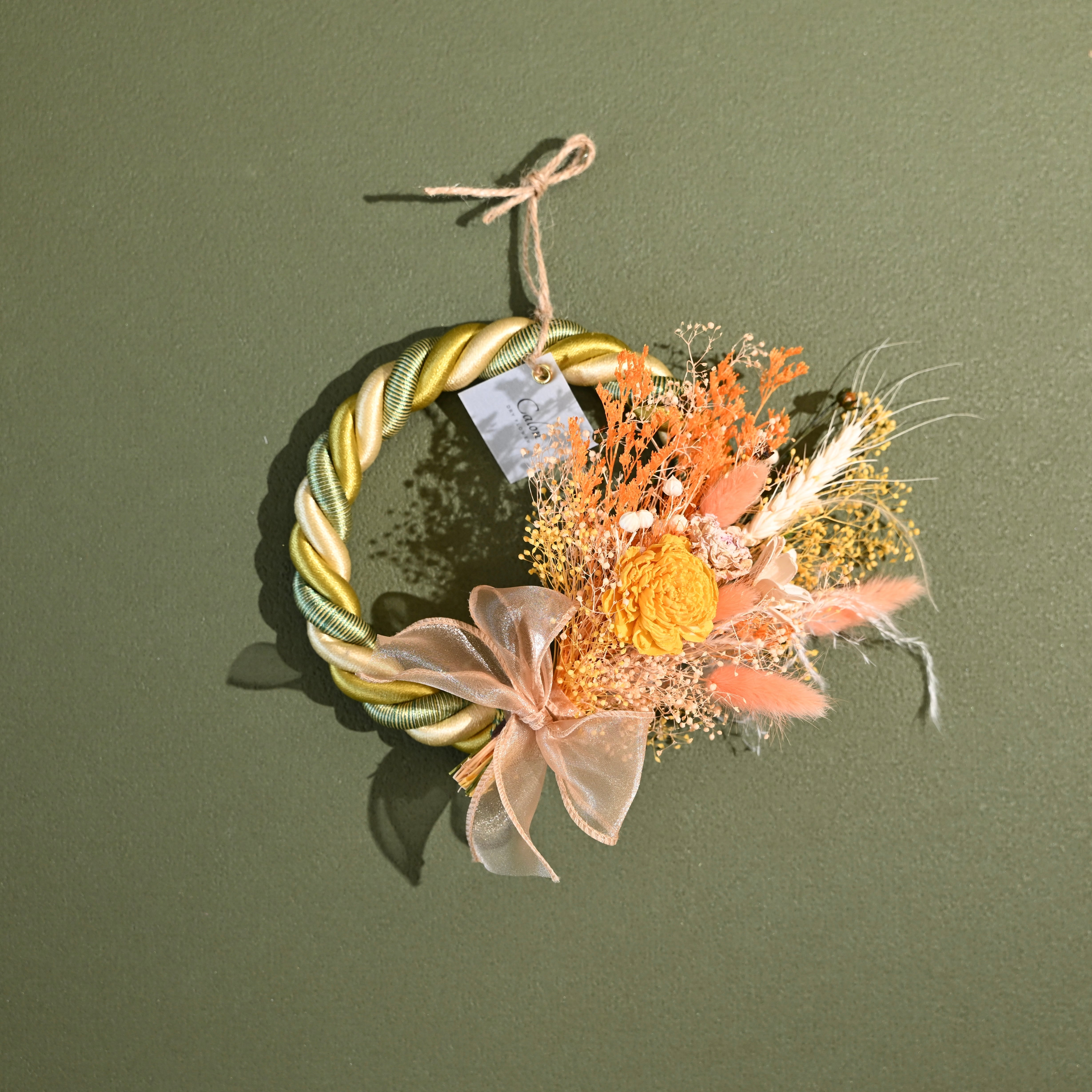 しめ縄リース【イエローオレンジ】SW-05 ≪限定1点≫ | Calon DRY