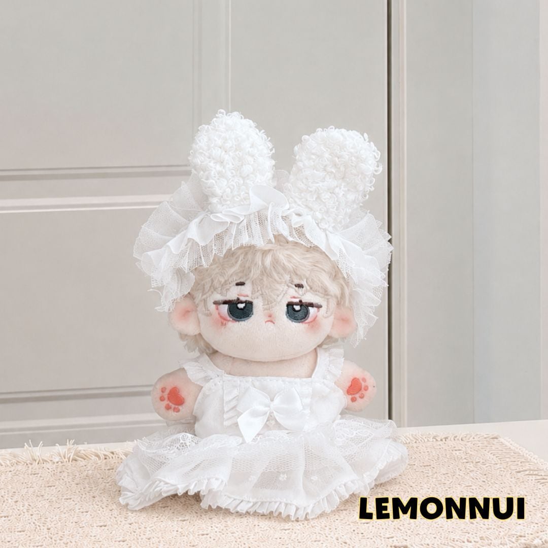 20cm ぬいぐるみ服 着せ替え 白ドレス 天使 ワンピース レース リボン