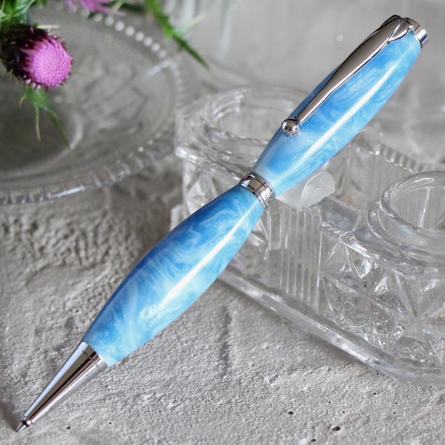 「セレストブルー・Luna」手作りボールペン Viriditas ジェットストリーム芯