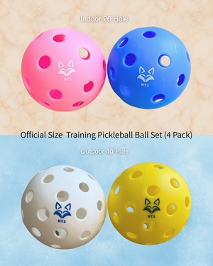 【公式サイズ】ピックルボール 4個セット 屋外用40穴・屋内用26穴 トレーニングボール