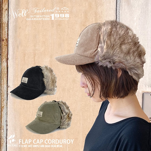 Well-Tailored/ ウェルテイラード FLAP CAP CORDUROY (WL-2353) フラップキャップコーデュロイ キャンプ アウトアドア フェイクファー レディース メンズ ブランド