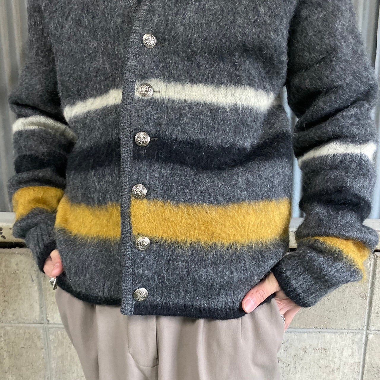60年代 ビンテージ PURITAN モヘアニットカーディガン メンズM 古着 