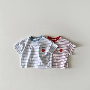 【BABY】可愛いリンゴ柄ボーダーTシャツ