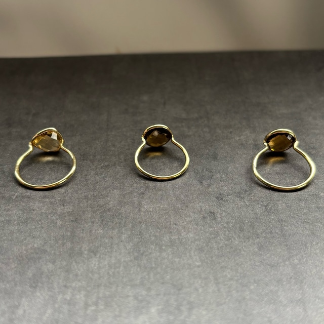 【round ring】~シトリン/スモーキークォーツ~