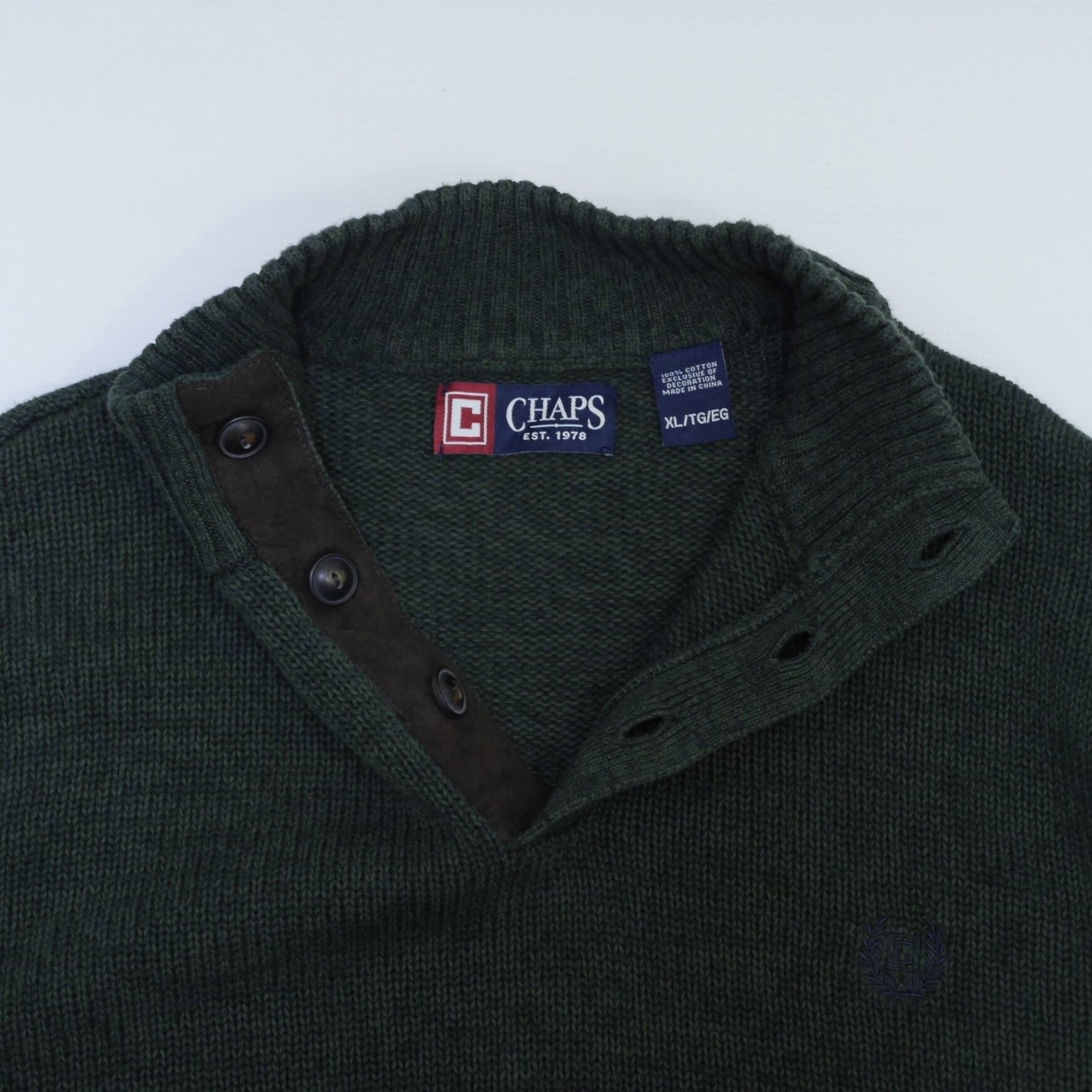 美品 チャップス CHAPS 刺ロゴ エルボーパッチ ヘンリー モック 美品 チャップス CHAPS 刺ロゴ エルボーパッチ ヘンリー モック
