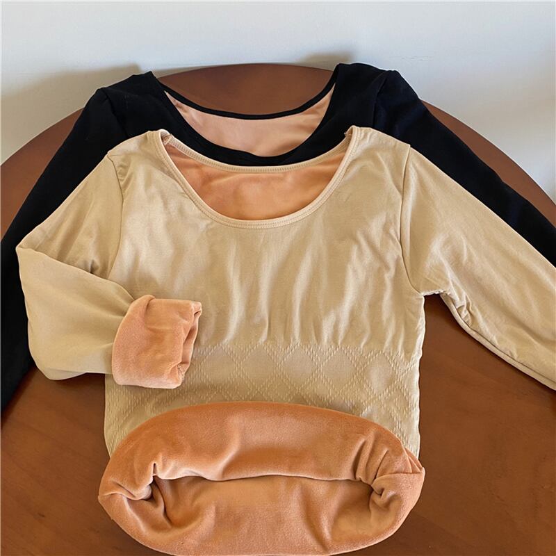 ウィンタースリムベルベットTシャツ トップス レディース ロング 冬物 YY-ファッション54203295832