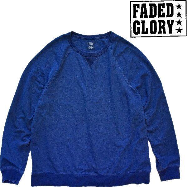 1点物◇FADED GLORY前V紺無地スウェット古着メンズ2XLレディースOK