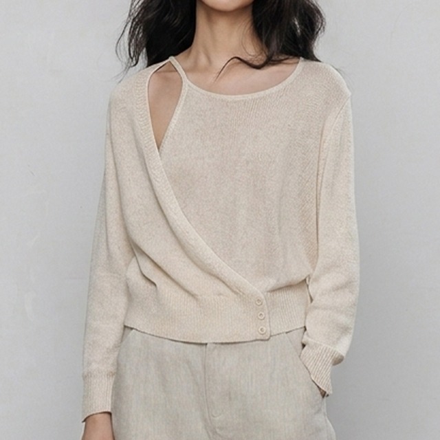 Crossover layered knit top A00060